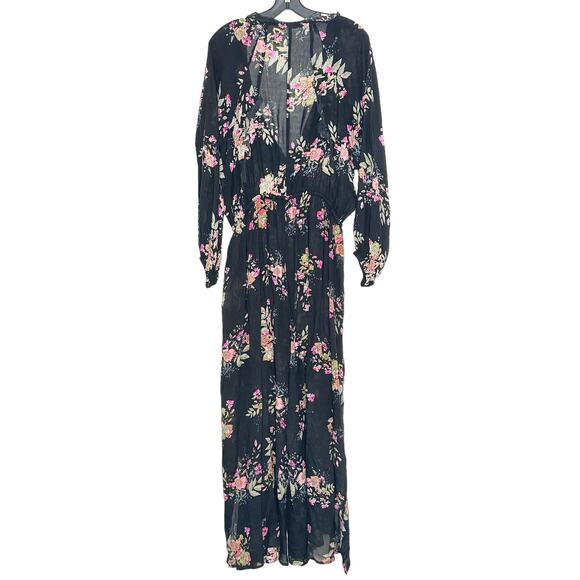 Free People Jumpsuit Floral Boho Whimsigoth Cottage Fairy Grunge Black Medium - Picture 10 of 10